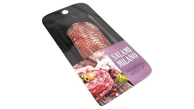 Salami Milano slices with packaging Low-poly 3D model