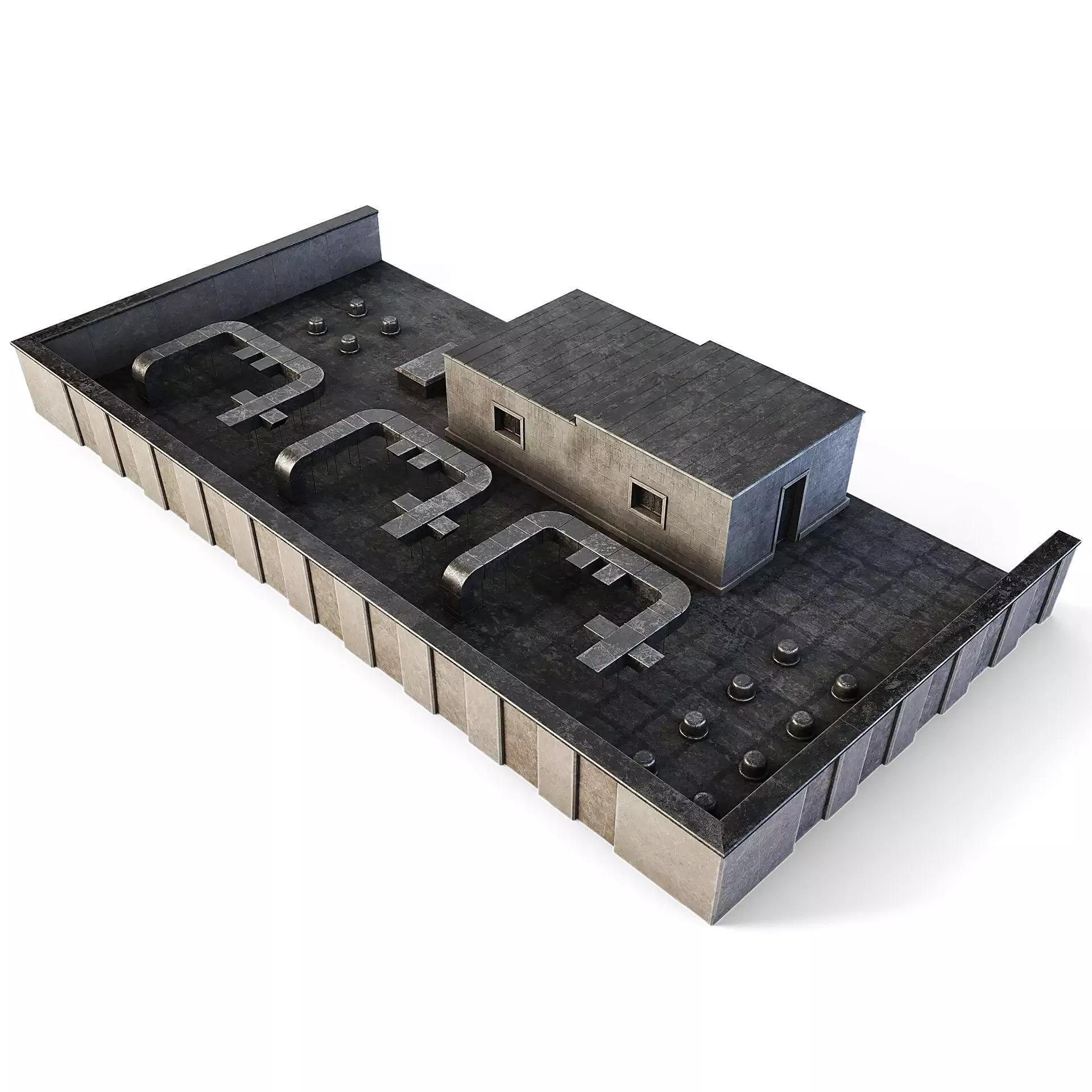 Tenement Building Roof Floor Low-poly 3D model_0