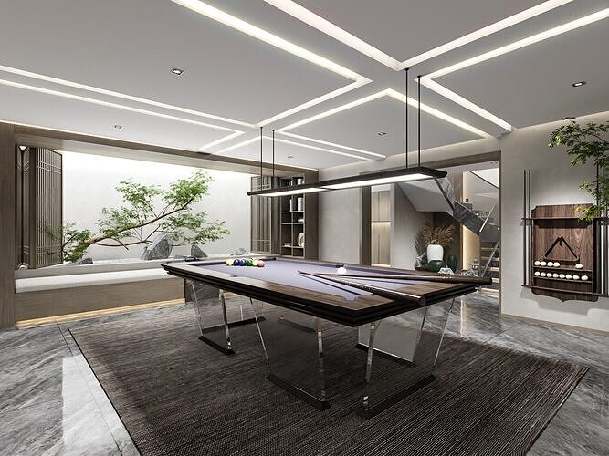 Modern billiards entertainment room 3D model