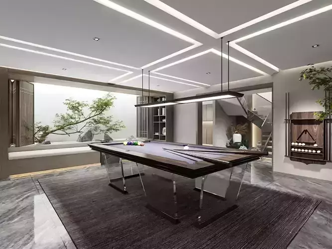 Modern billiards entertainment room
