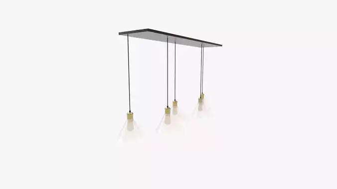 Presta Black Metal And Glass Five Light Pendant Lamp