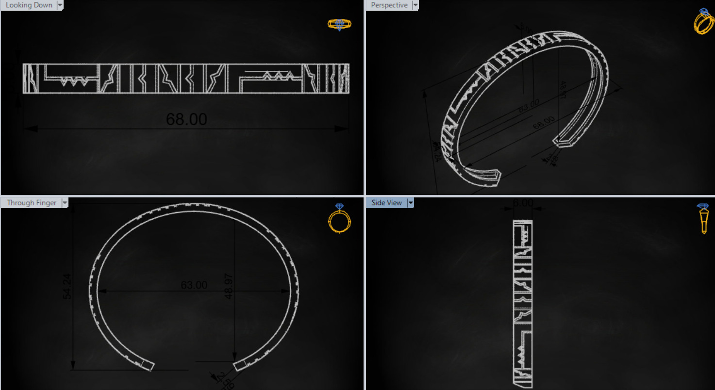 Puzzle design cuff bracelet model bg0032 3D print model_21