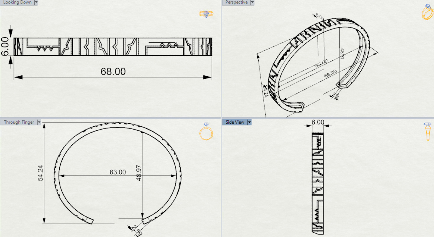 Puzzle design cuff bracelet model bg0032 3D print model_16