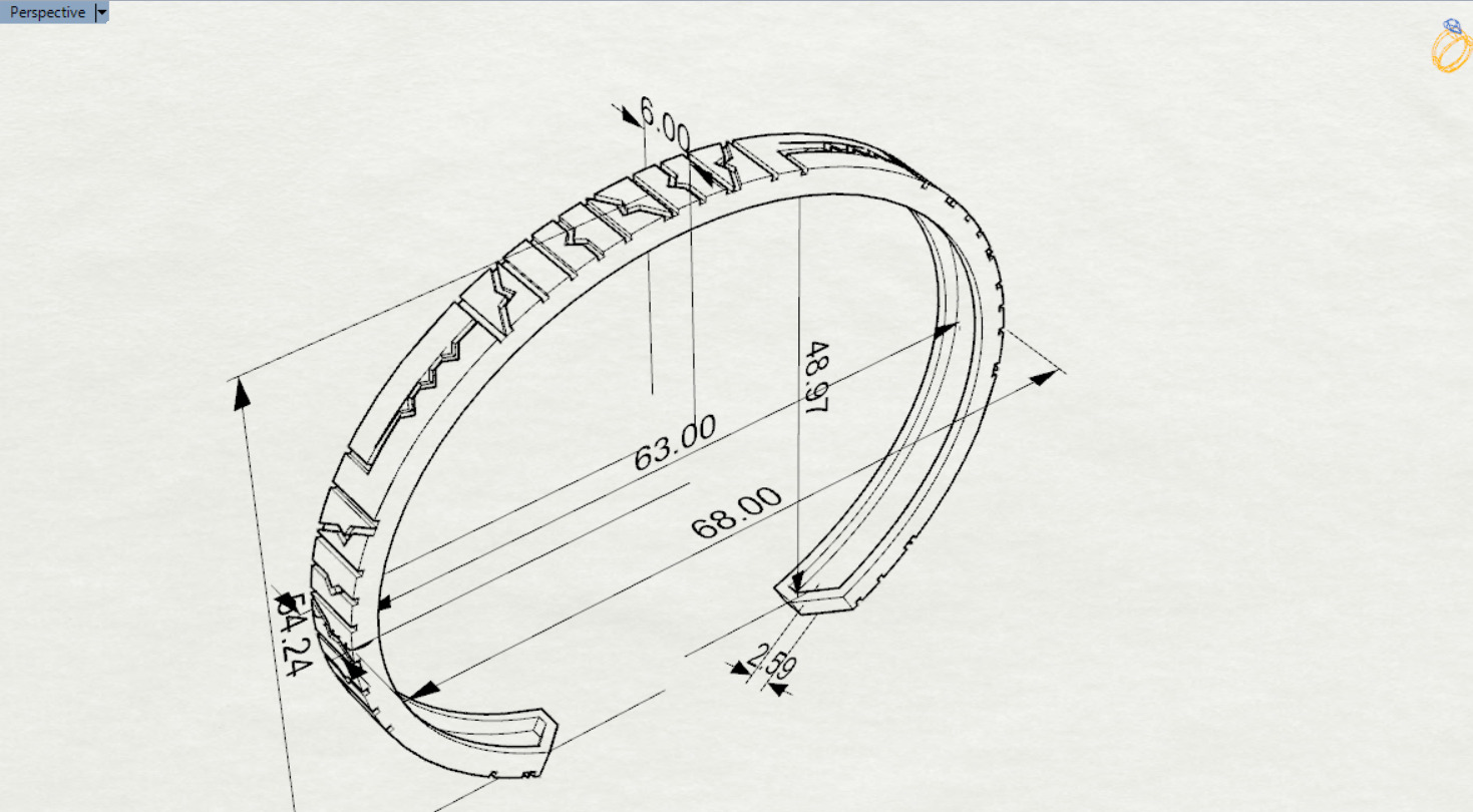 Puzzle design cuff bracelet model bg0032 3D print model_17