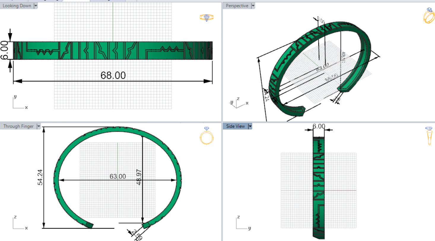 Puzzle design cuff bracelet model bg0032 3D print model_22