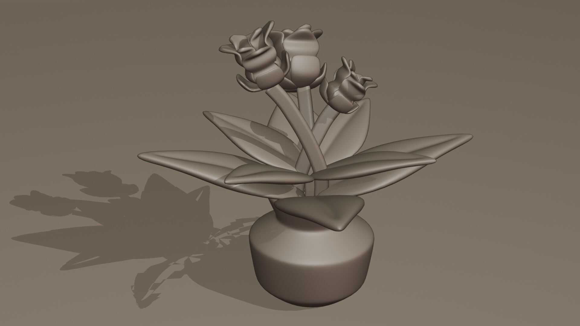 Flower pot  Low-poly 3D model_2