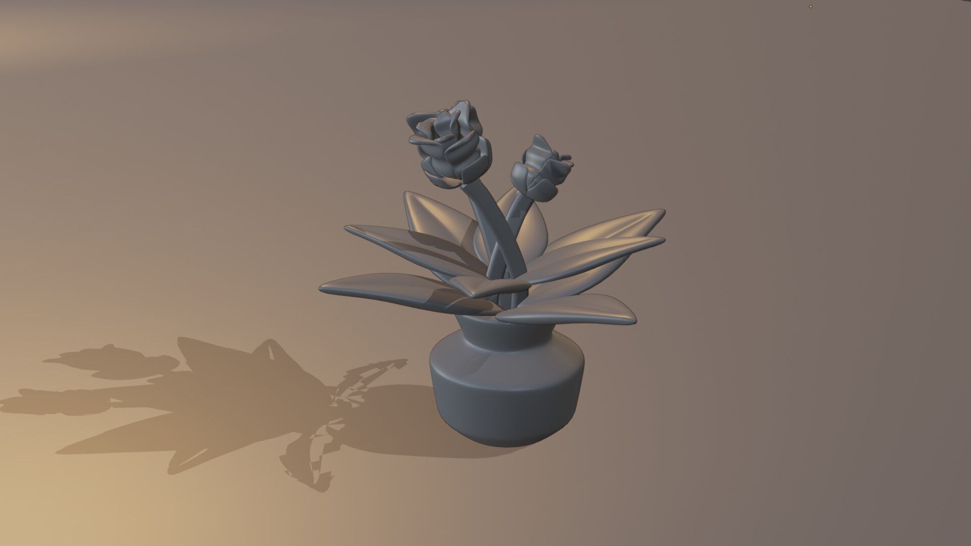 Flower pot  Low-poly 3D model_4