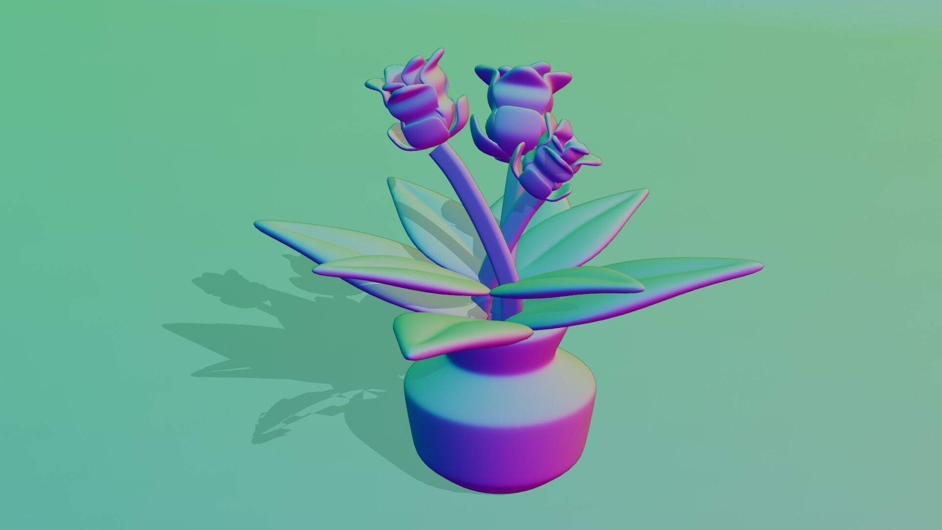 Flower pot  Low-poly 3D model_6