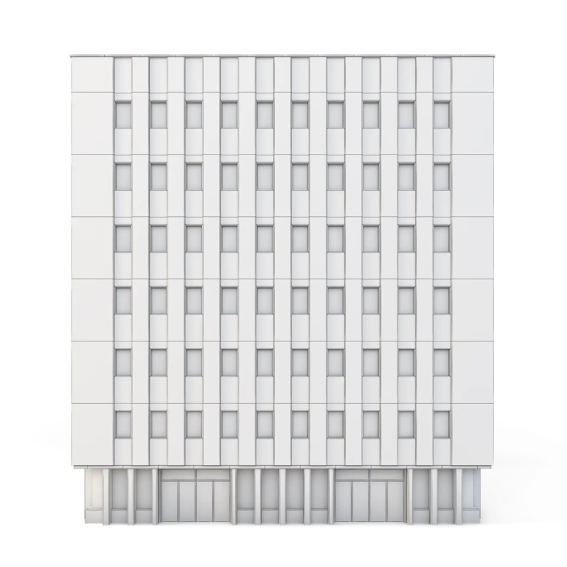 Tenement Building Low-poly 3D model_5