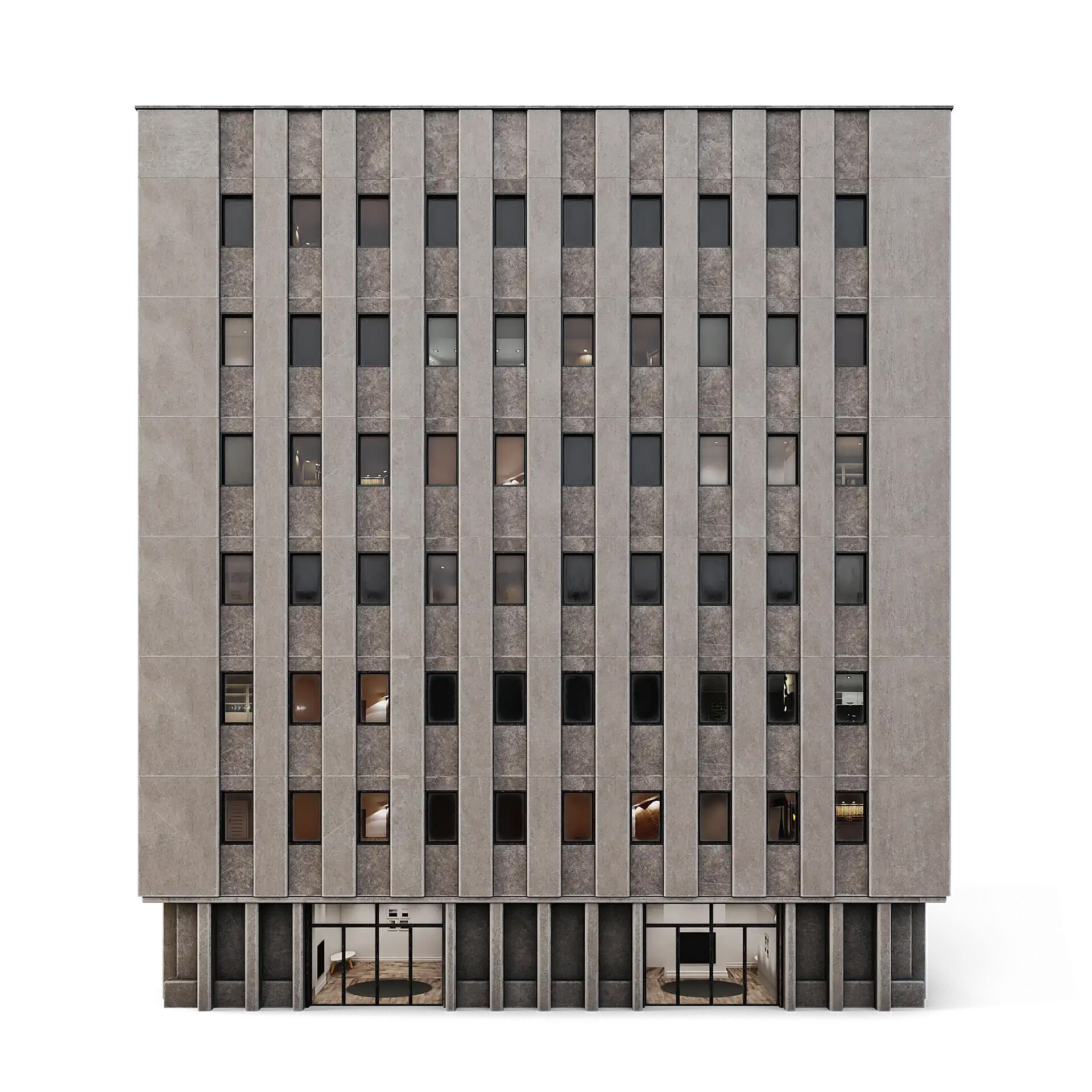 Tenement Building Low-poly 3D model_4