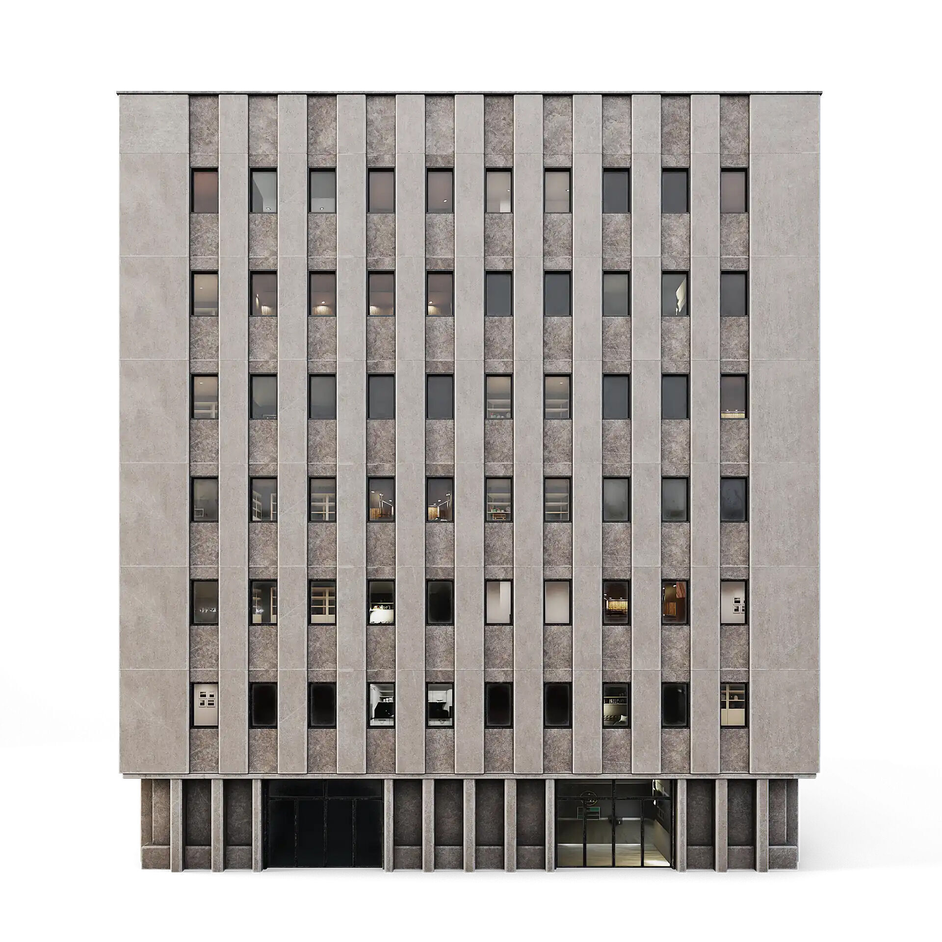 Tenement Building Low-poly 3D model_2