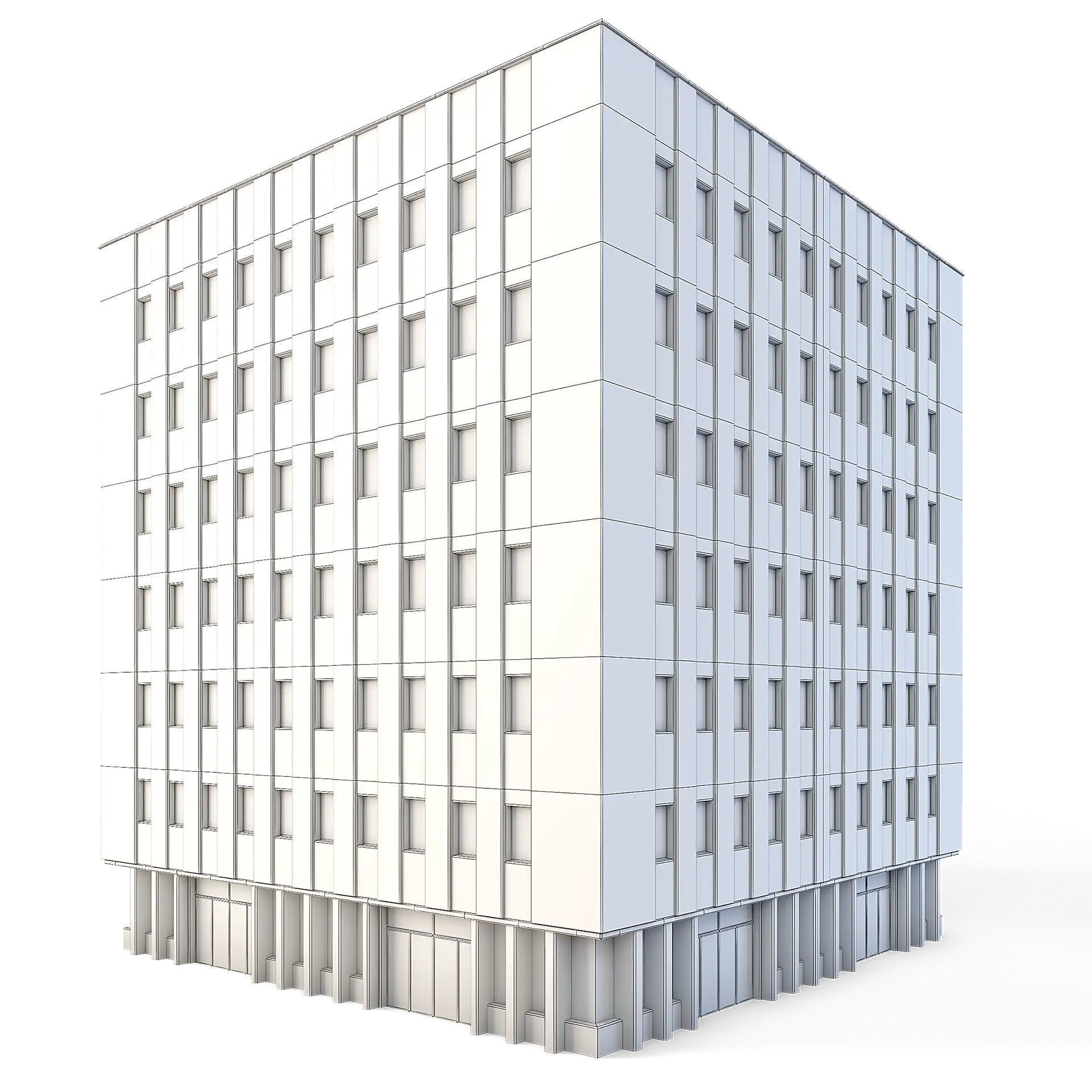 Tenement Building Low-poly 3D model_1