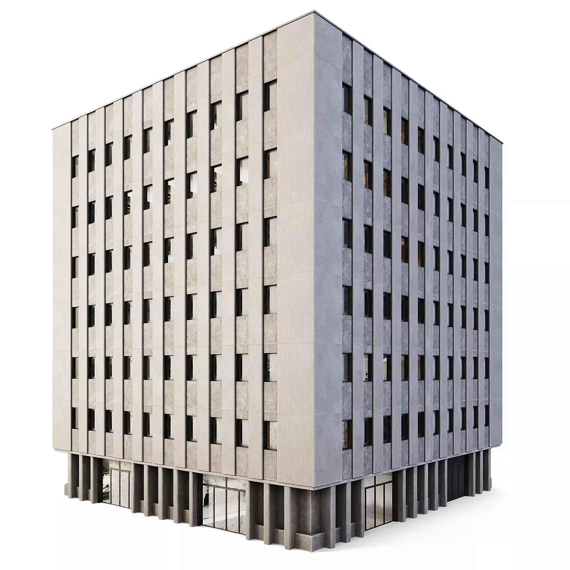 Tenement Building Low-poly 3D model_0