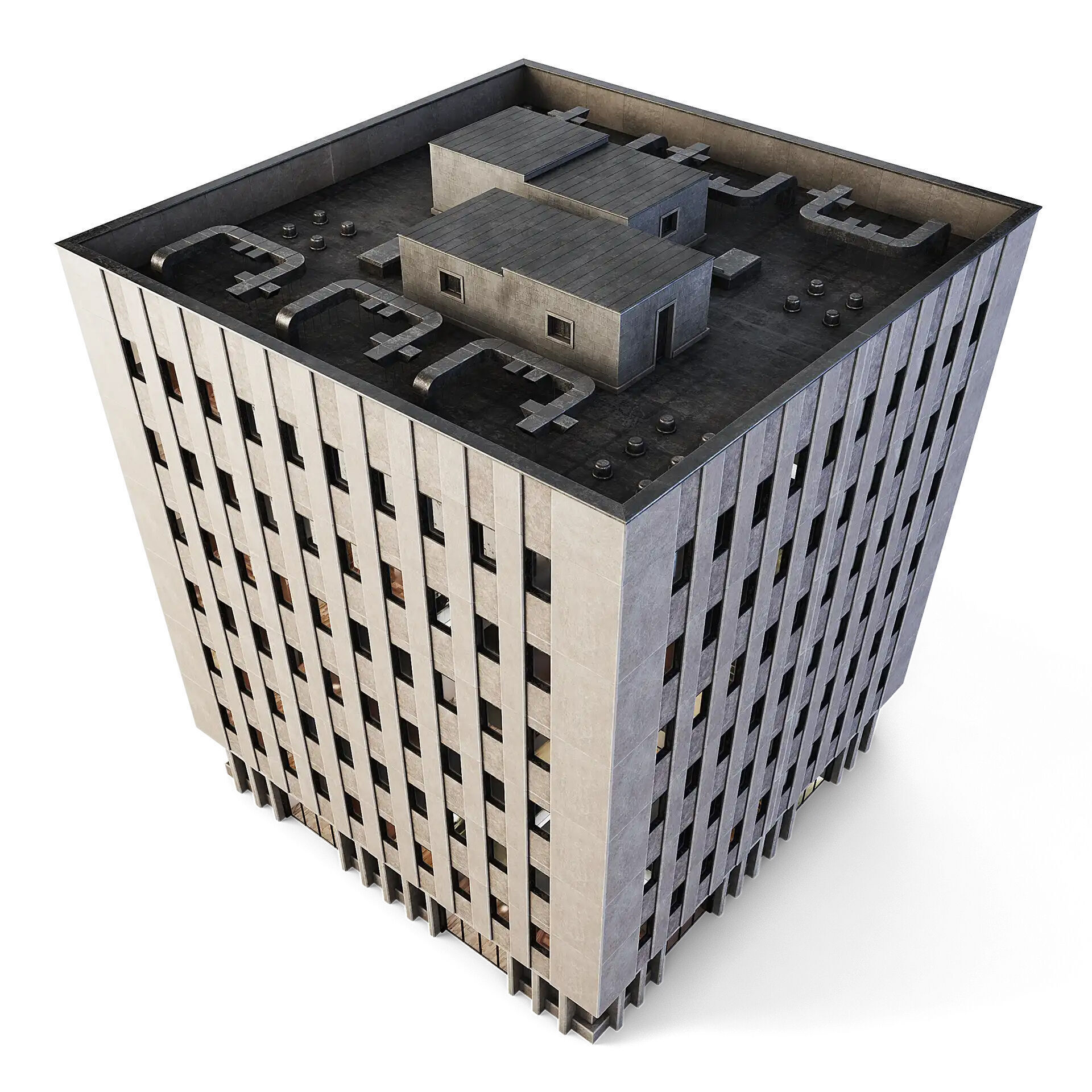 Tenement Building Low-poly 3D model_6