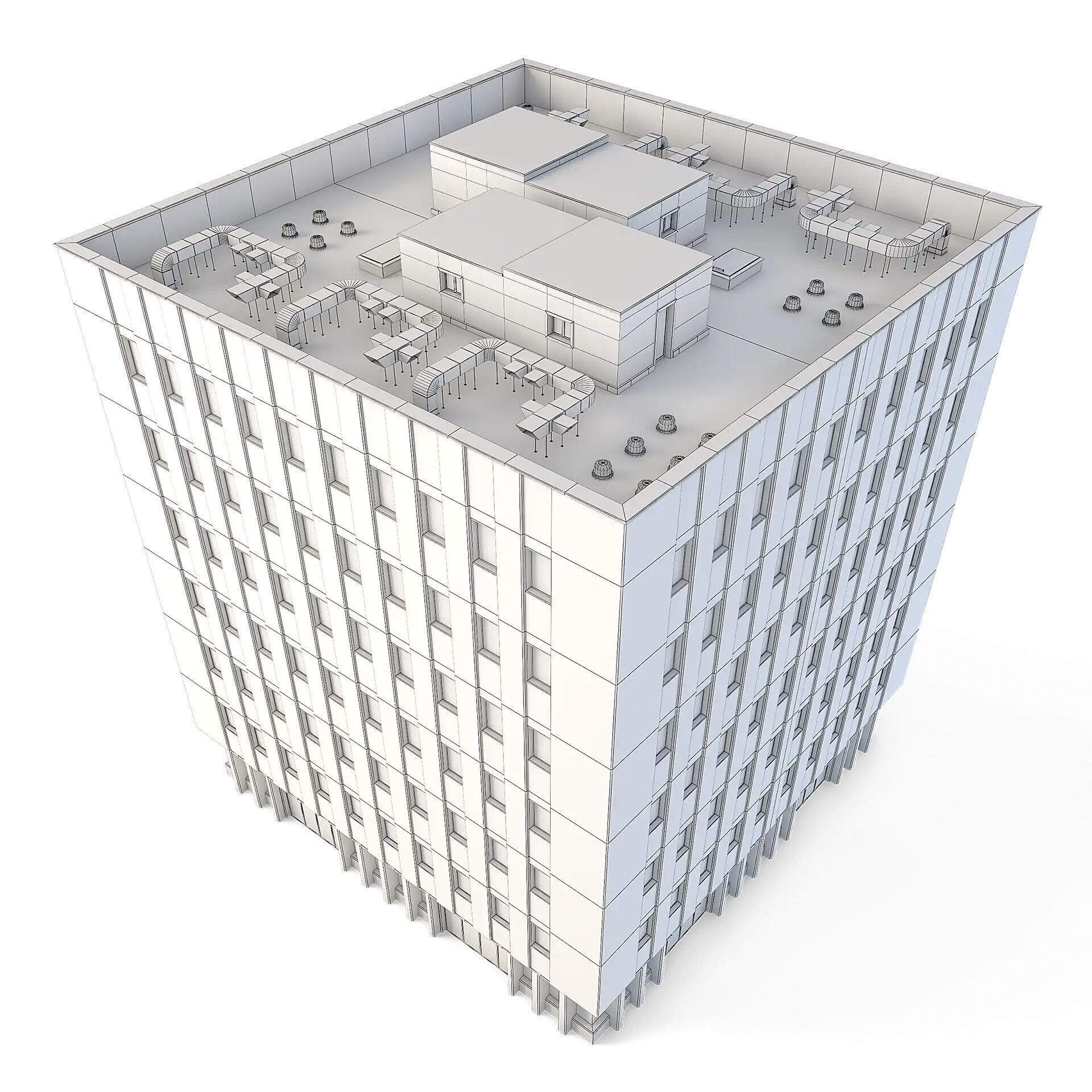 Tenement Building Low-poly 3D model_7