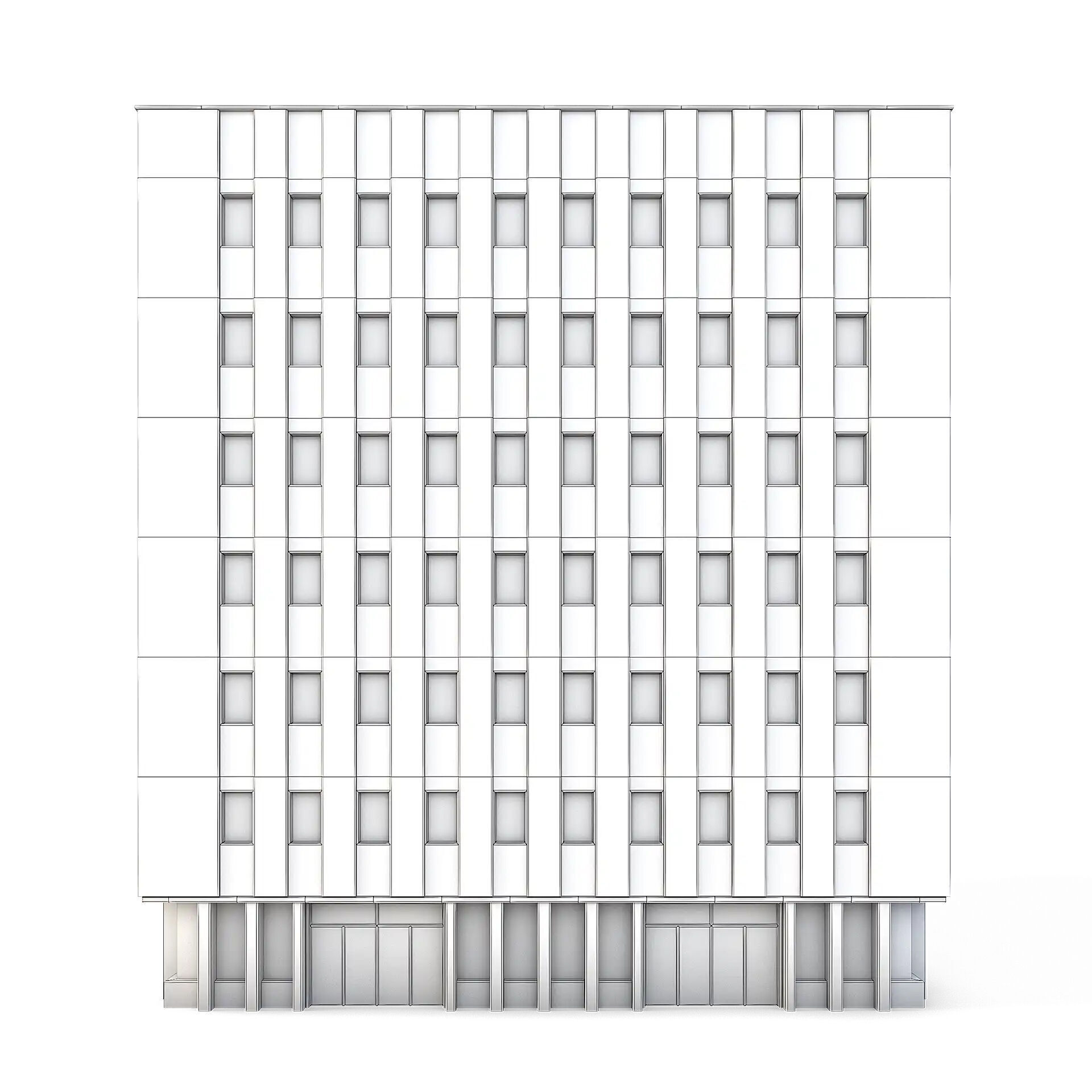 Tenement Building Low-poly 3D model_3