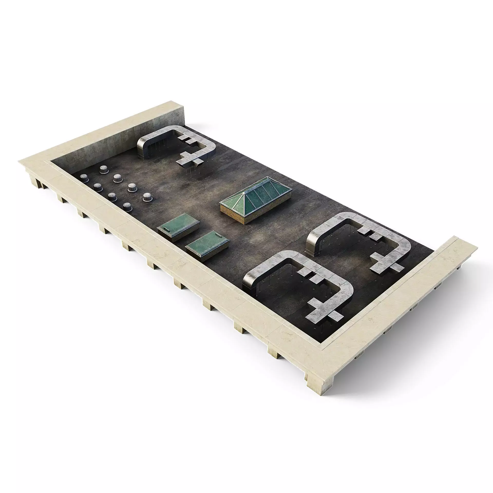 Tenement Building Roof Floor Low-poly 3D model_0