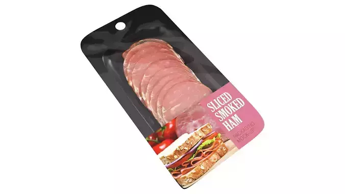 Sliced ham with packaging 01