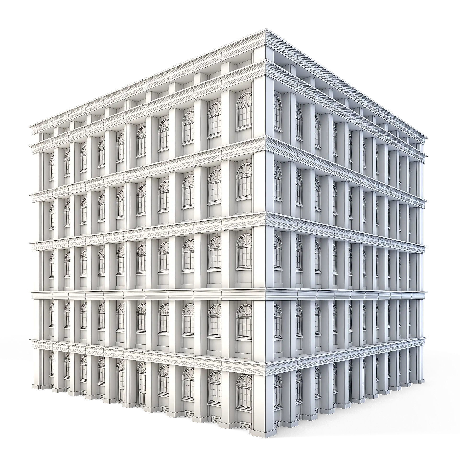 Tenement Building Low-poly 3D model_1