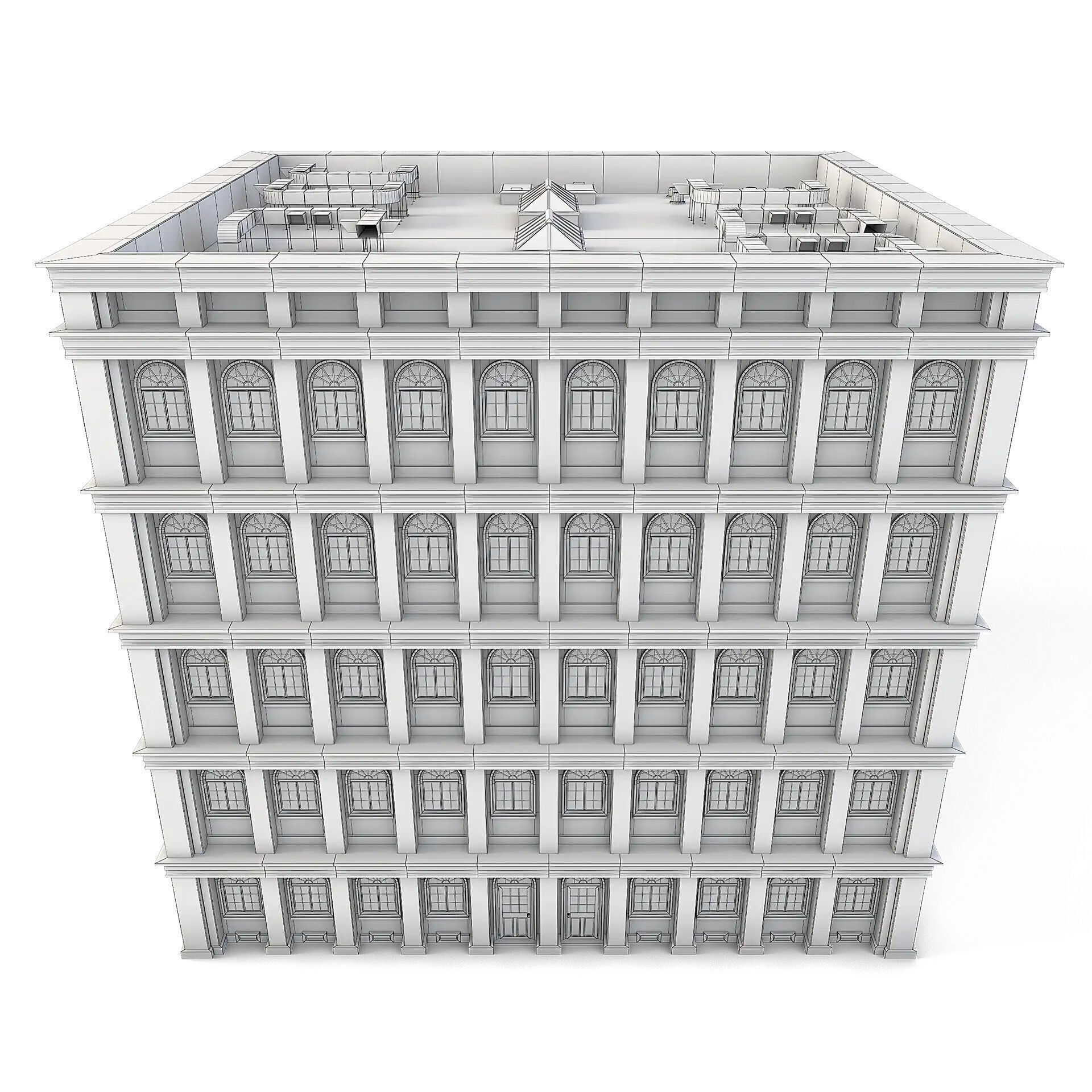 Tenement Building Low-poly 3D model_5