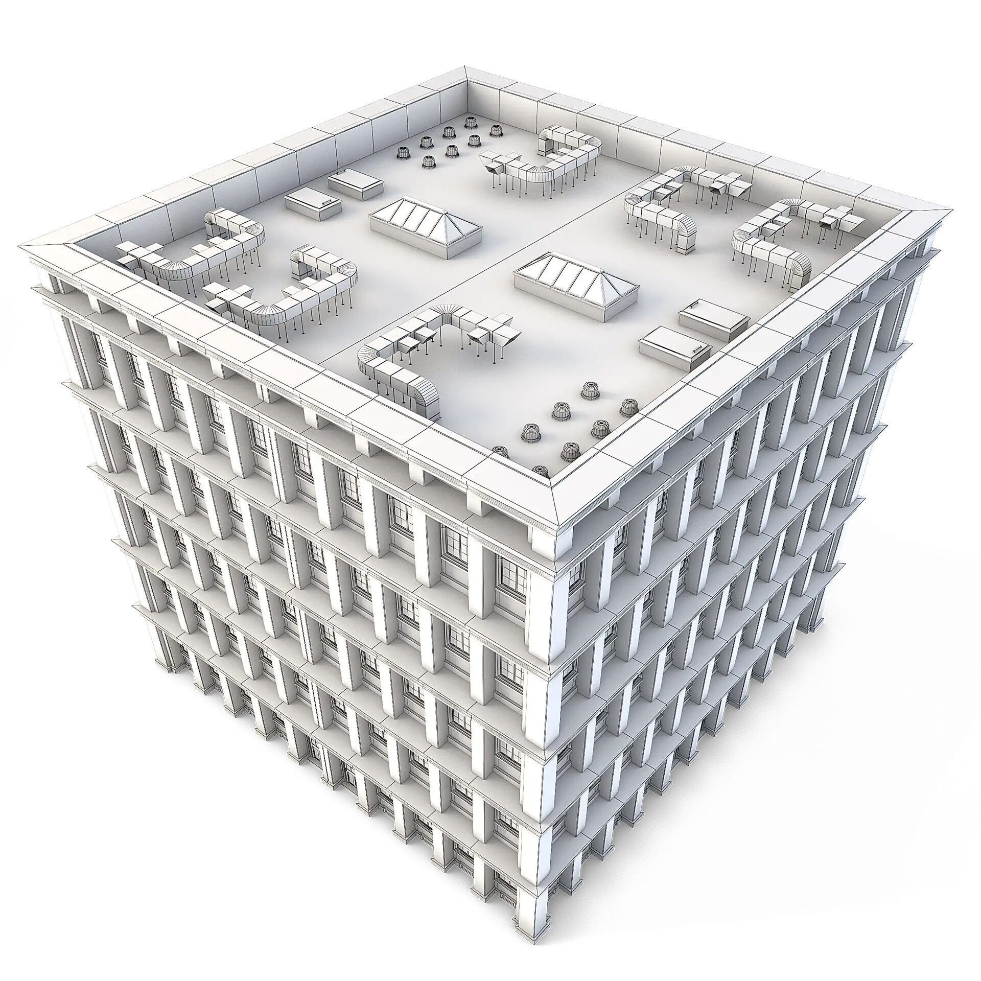 Tenement Building Low-poly 3D model_7