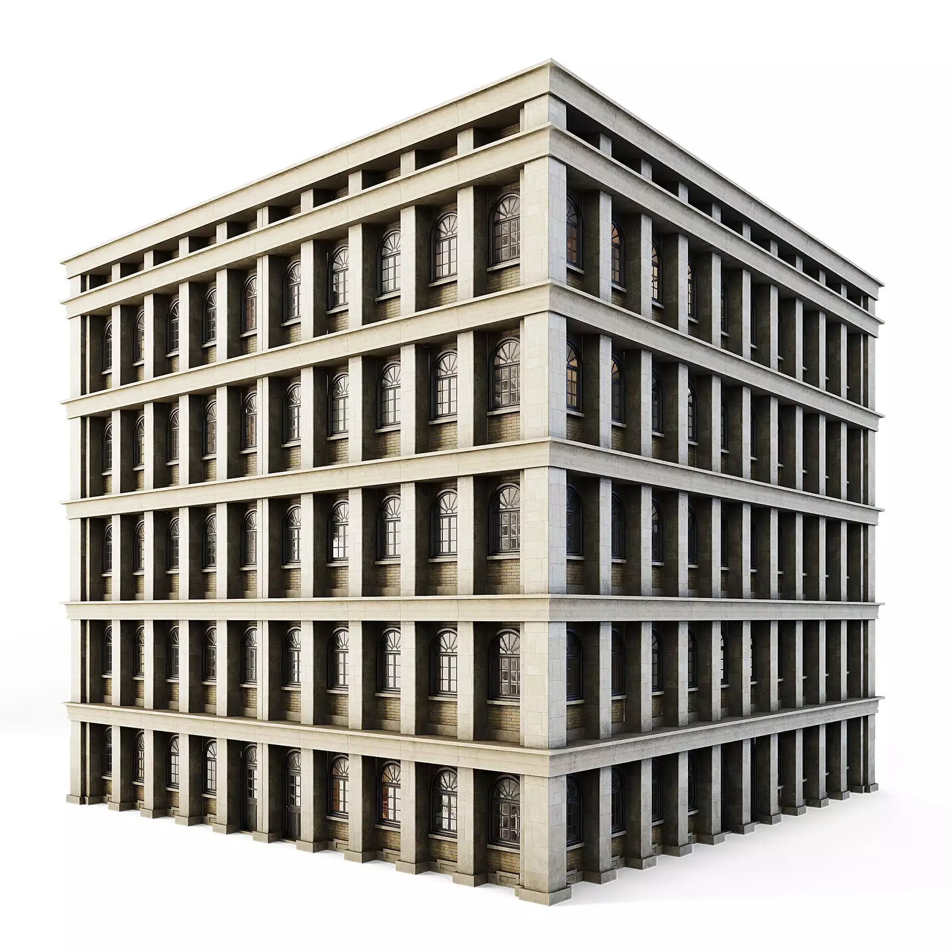 Tenement Building Low-poly 3D model_0