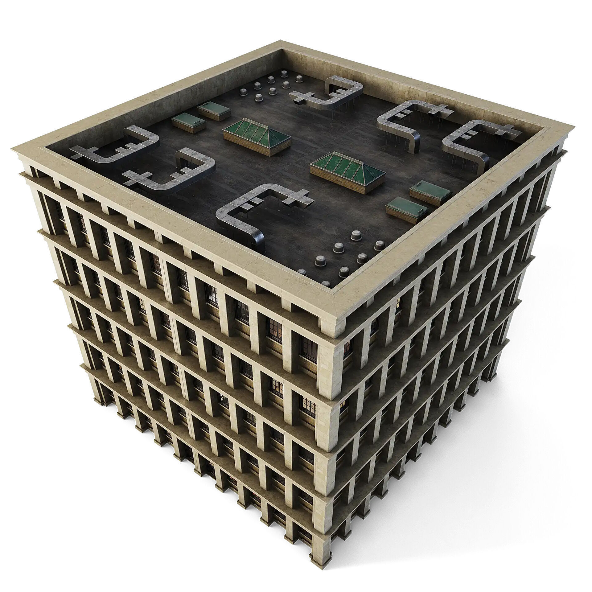 Tenement Building Low-poly 3D model_6