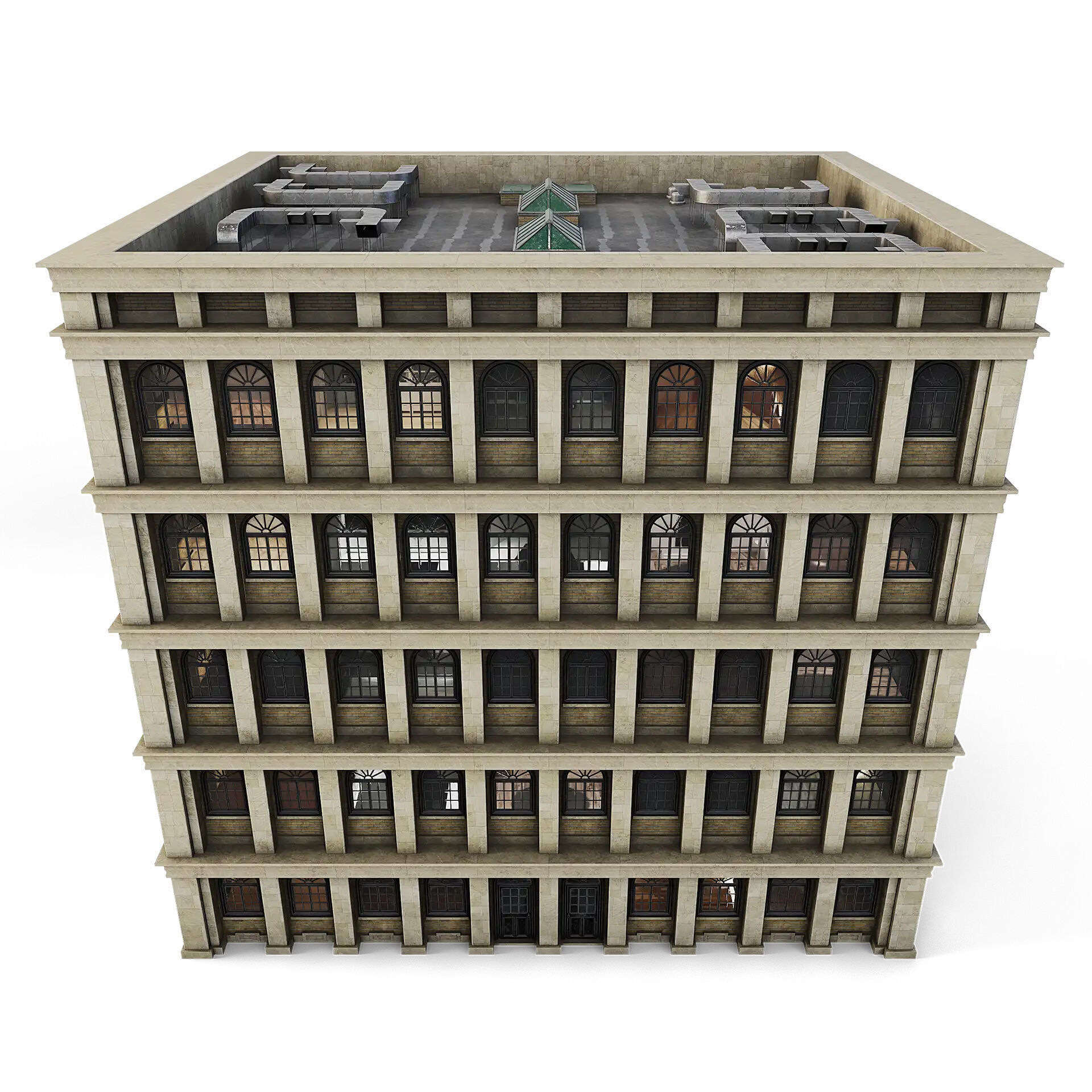 Tenement Building Low-poly 3D model_4