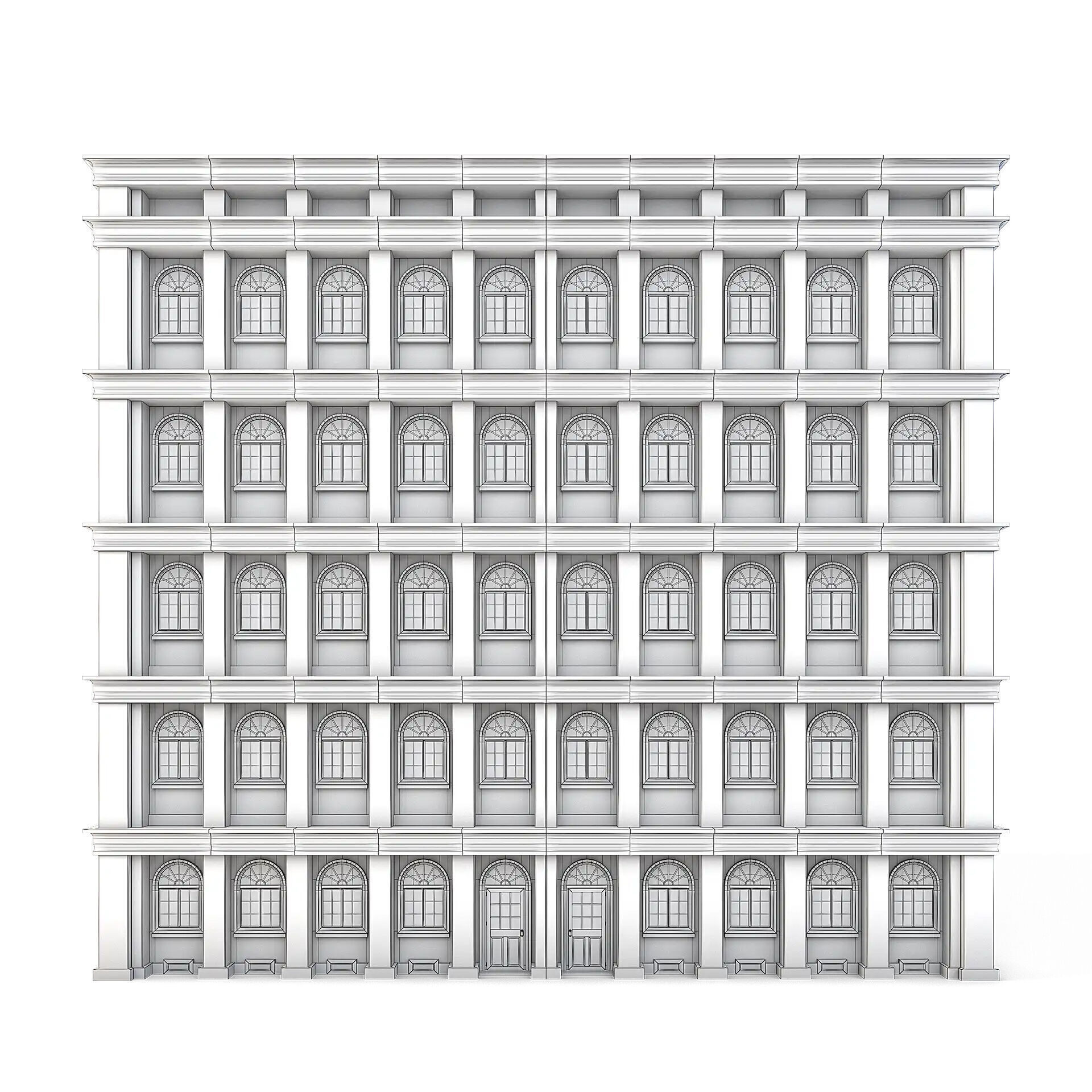 Tenement Building Low-poly 3D model_3