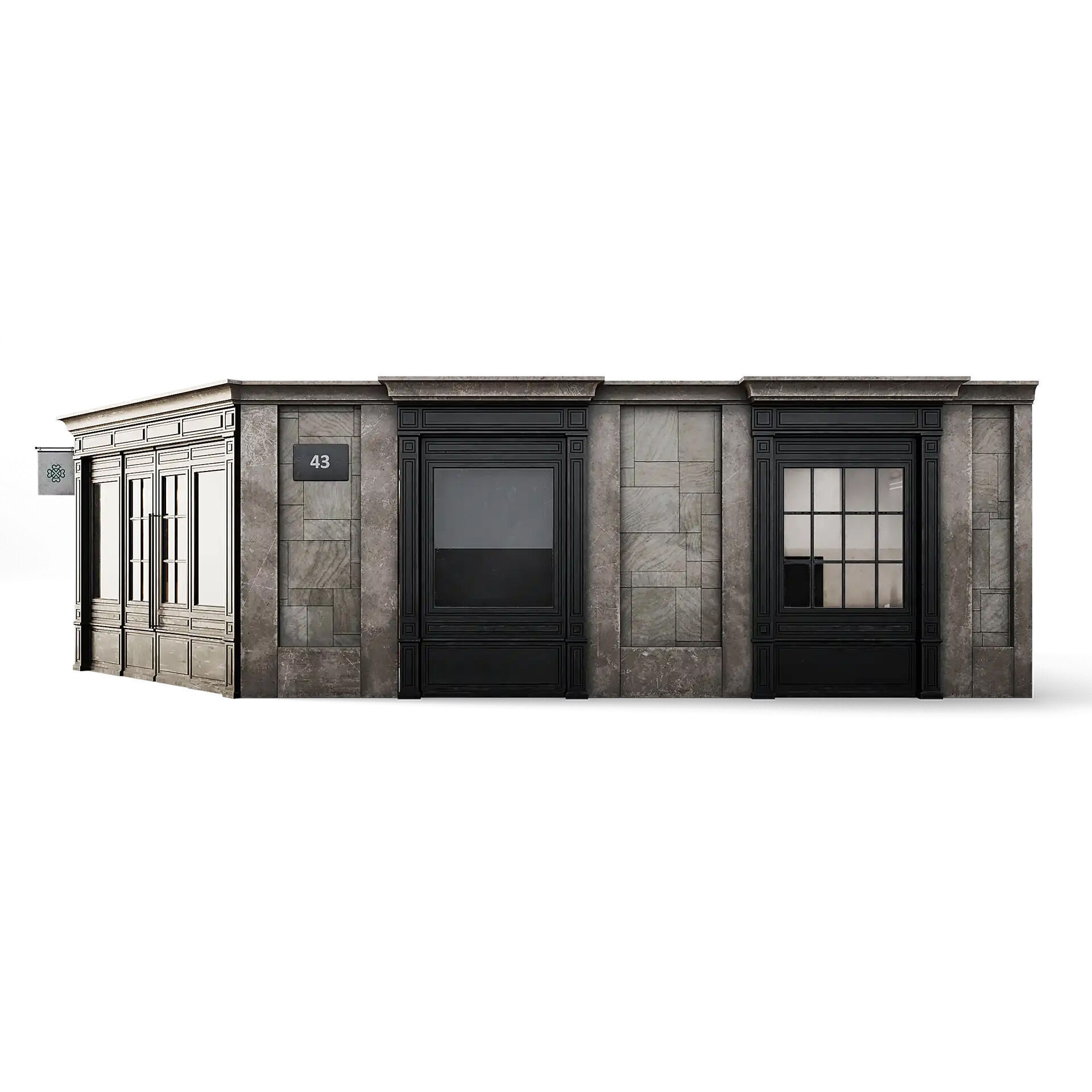 Tenement Building Ground Floor Low-poly 3D model_4