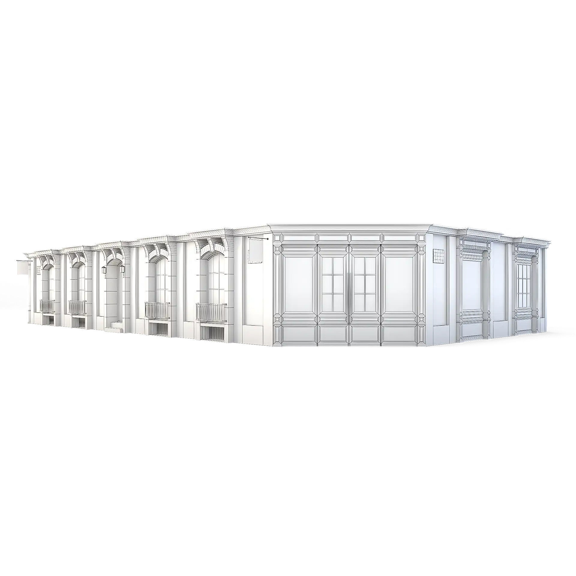 Tenement Building Ground Floor Low-poly 3D model_1