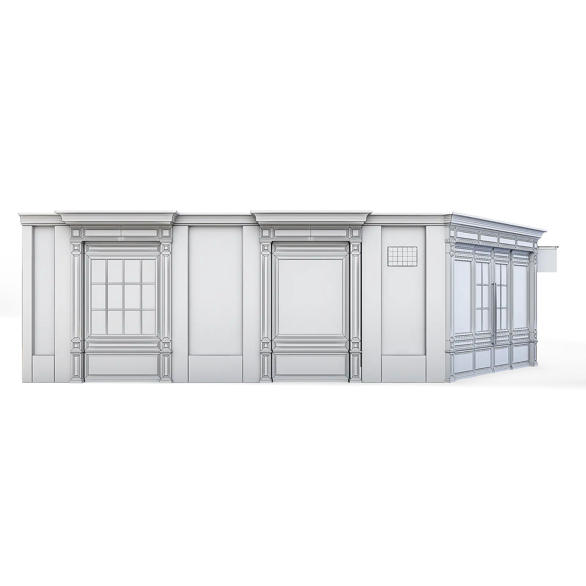 Tenement Building Ground Floor Low-poly 3D model_7