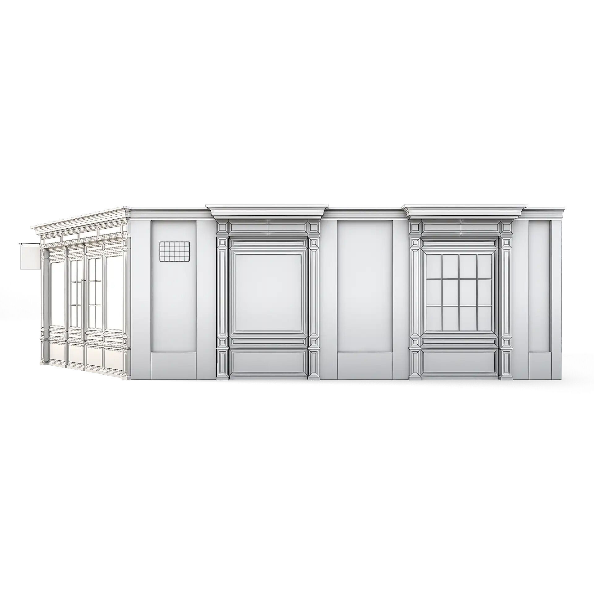 Tenement Building Ground Floor Low-poly 3D model_5