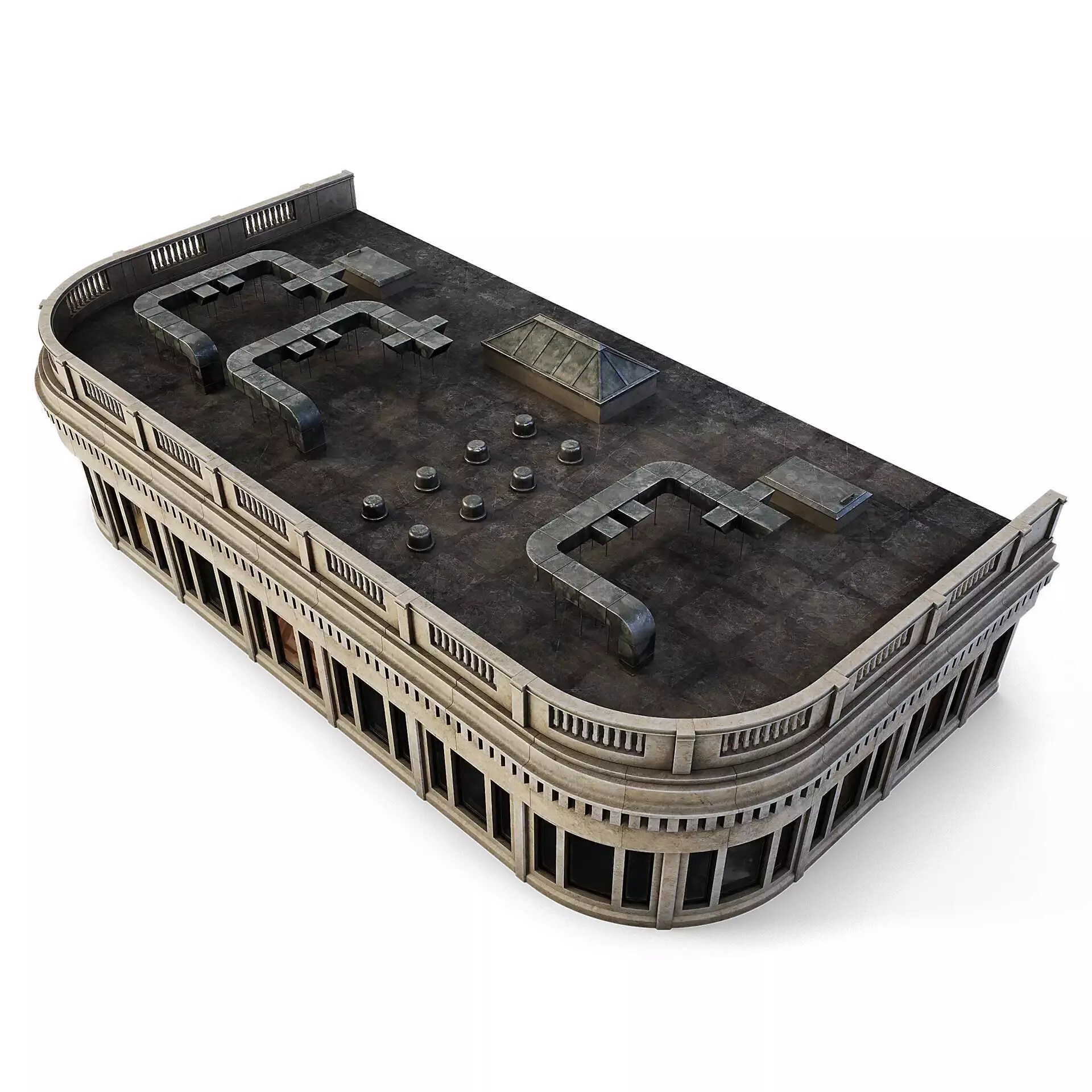 Tenement Building Roof Floor Low-poly 3D model_0