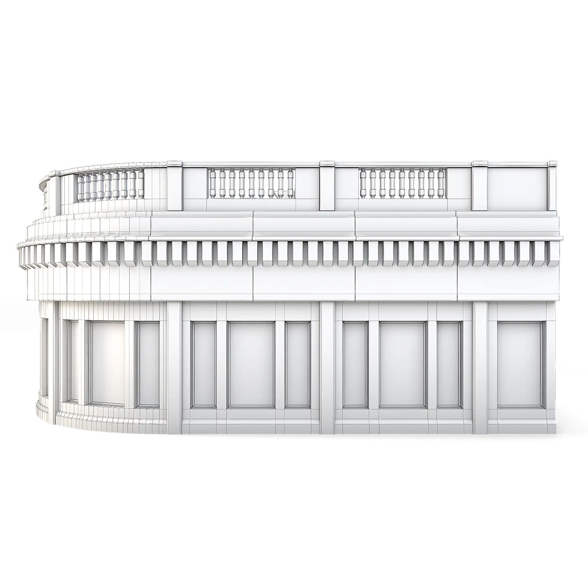 Tenement Building Roof Floor Low-poly 3D model_6