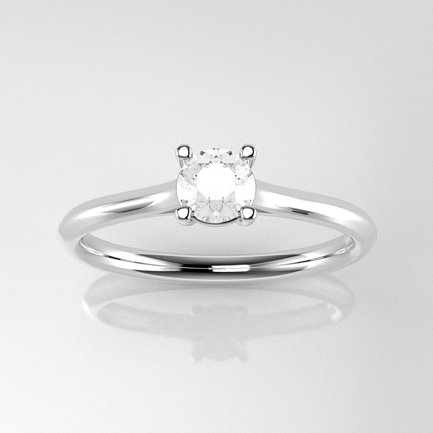 Classic Shoulder Solitaire Ring - Round 4-3 mm - 30 carat points 3D print model_3