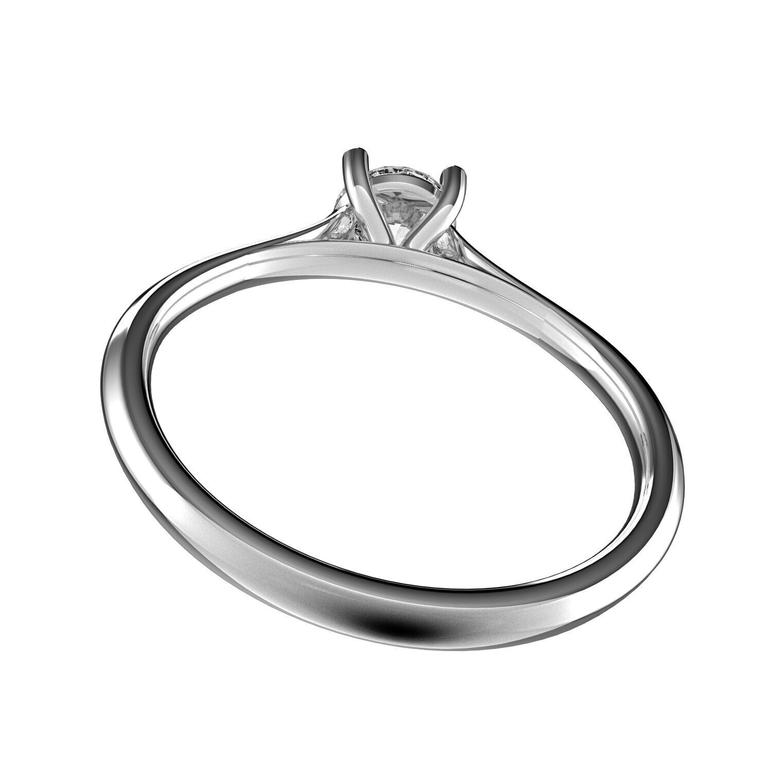 Classic Shoulder Solitaire Ring - Round 4-3 mm - 30 carat points 3D print model_4