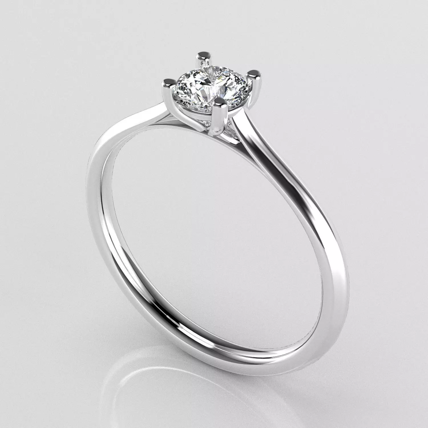 Classic Shoulder Solitaire Ring - Round 4-3 mm - 30 carat points 3D print model_0