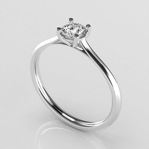 Classic Shoulder Solitaire Ring - Round 4-3 mm - 30 carat points 3D print model