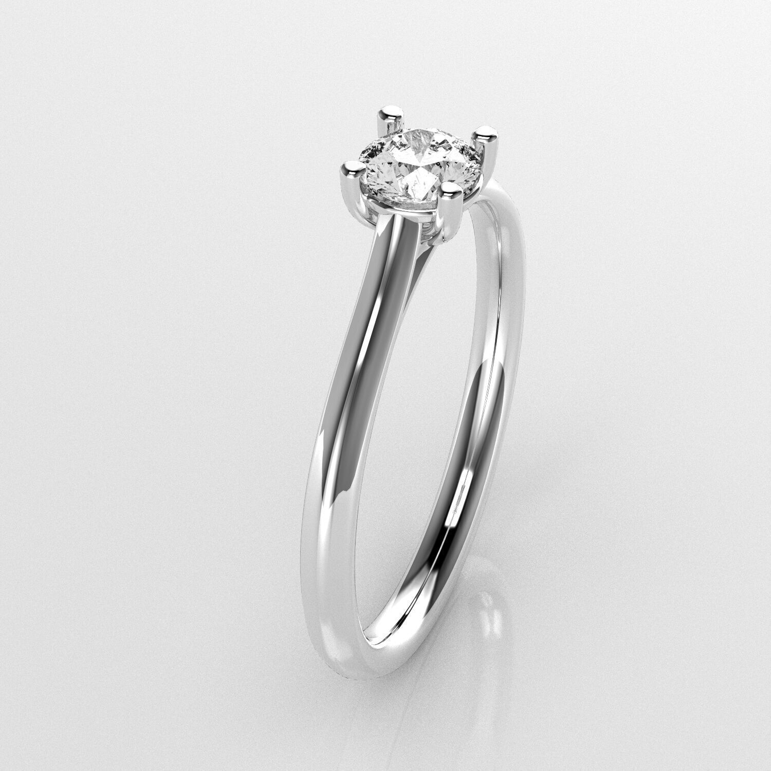 Classic Shoulder Solitaire Ring - Round 4-3 mm - 30 carat points 3D print model_2