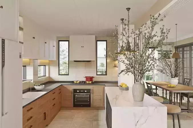 Nordic style open kitchen