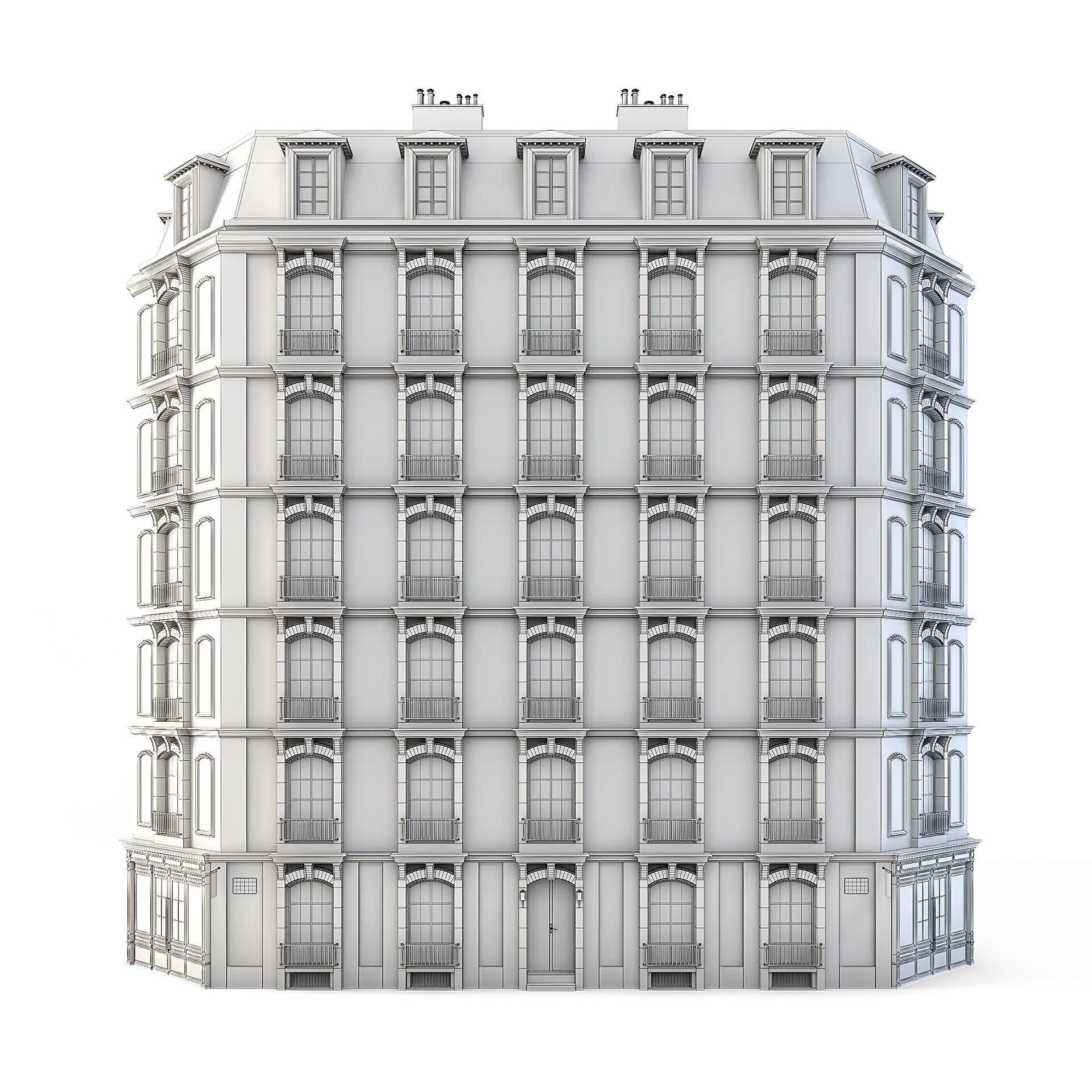 Tenement Building Low-poly 3D model_3