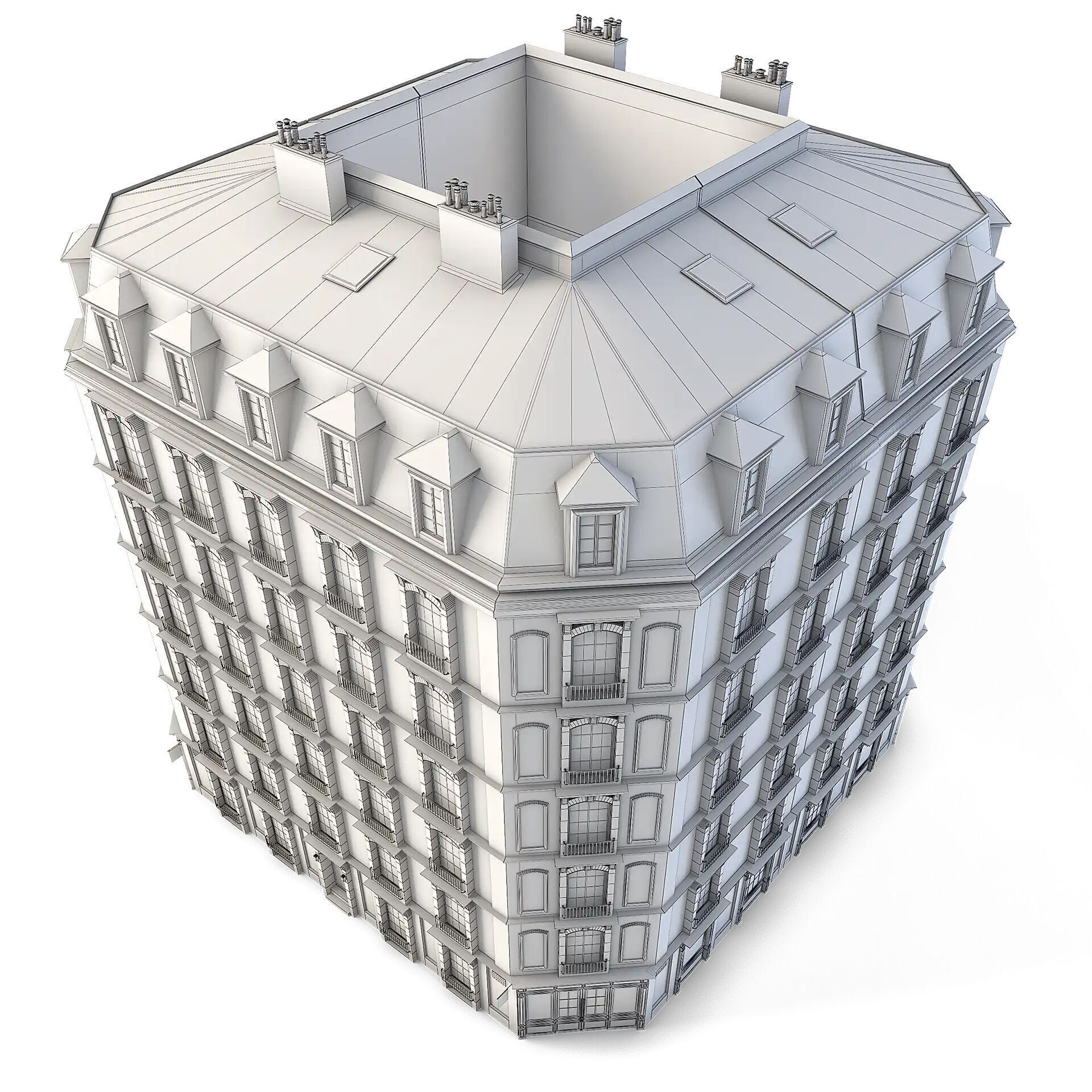 Tenement Building Low-poly 3D model_7