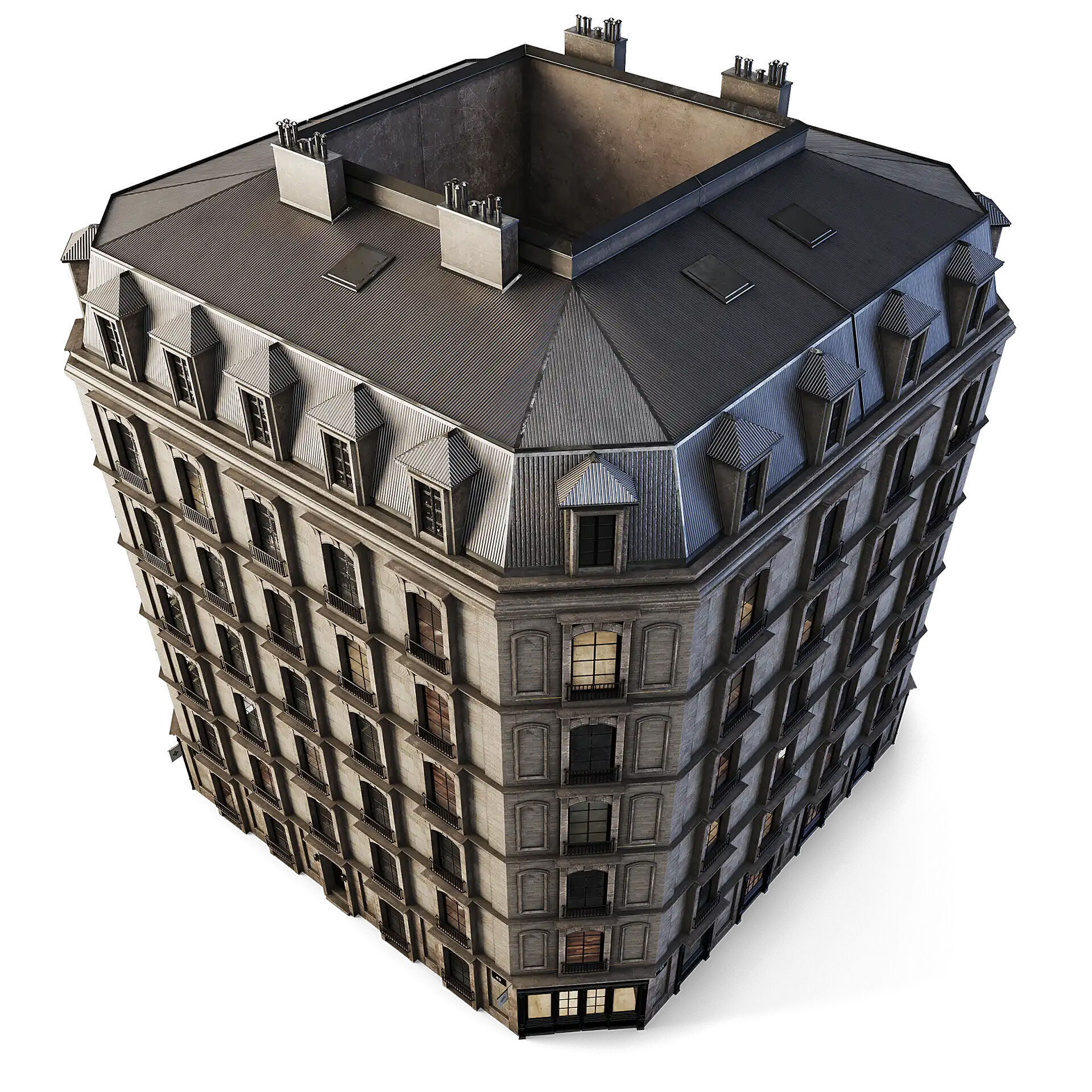 Tenement Building Low-poly 3D model_6