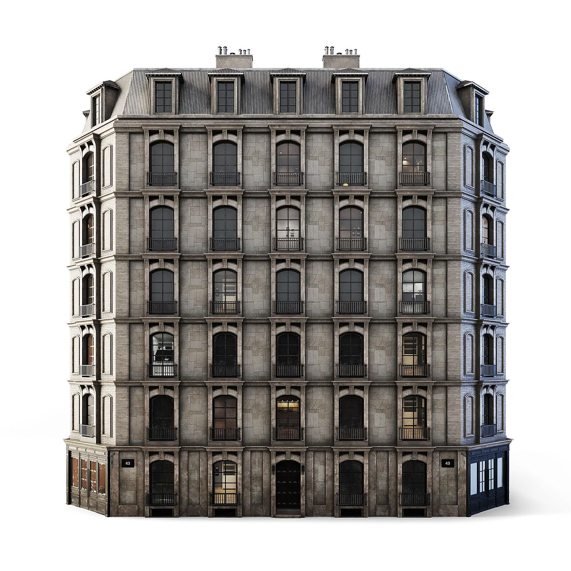 Tenement Building Low-poly 3D model_2