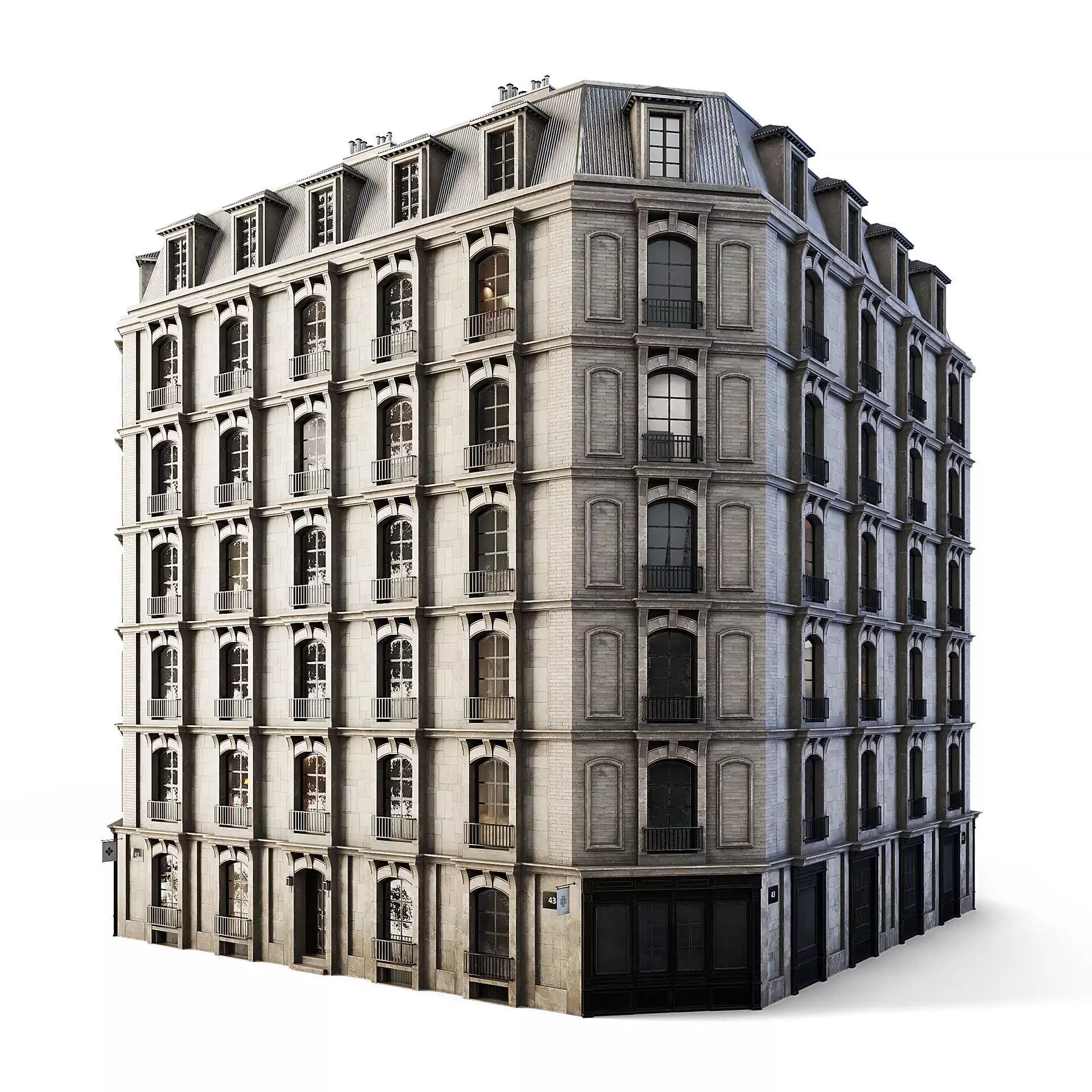 Tenement Building Low-poly 3D model_0