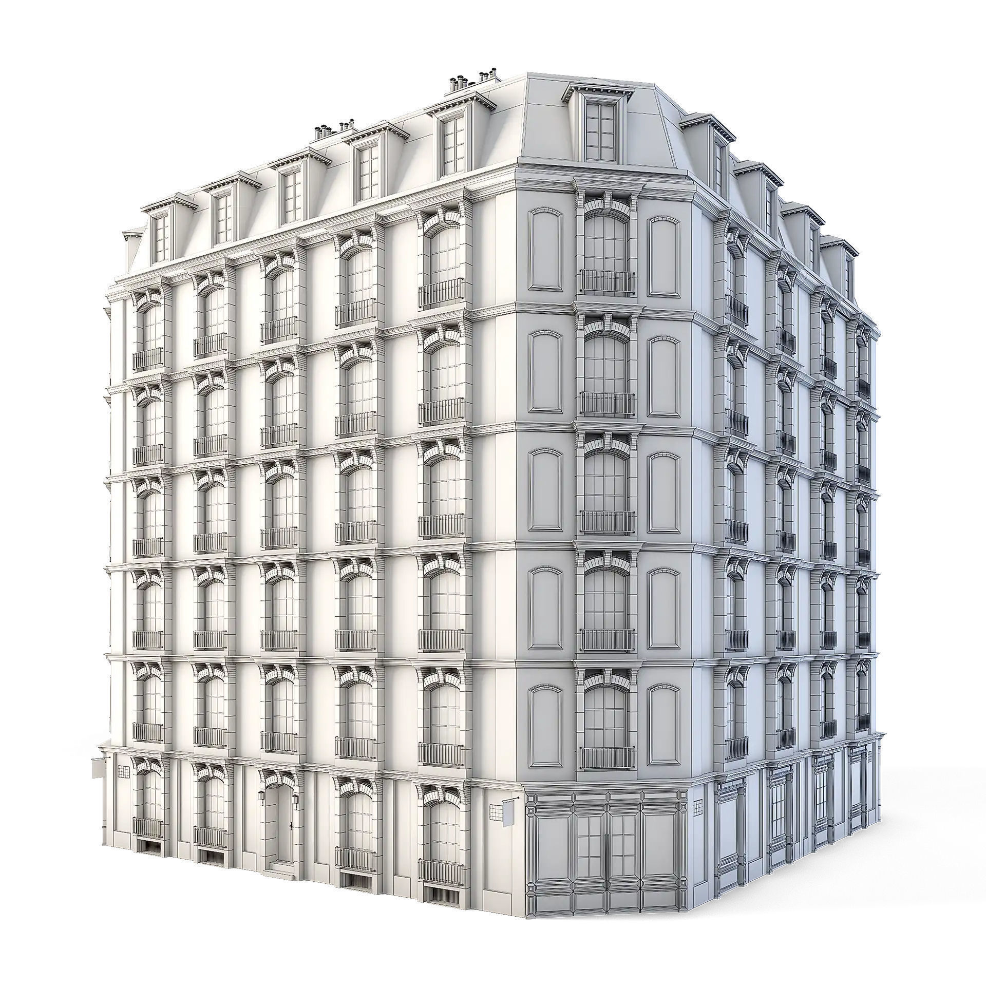 Tenement Building Low-poly 3D model_1