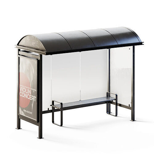Bus Stop Low-poly 3D model