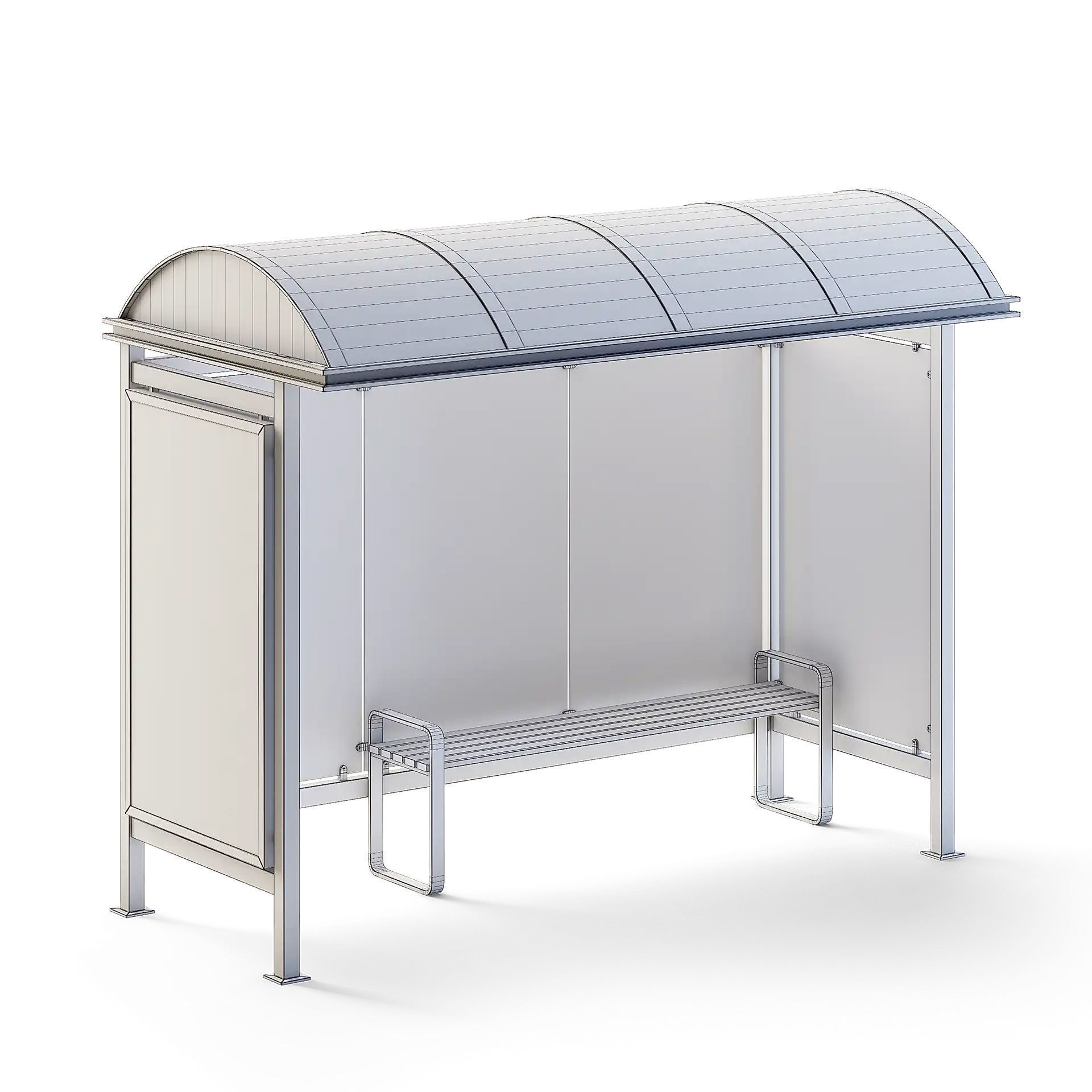 Bus Stop Low-poly 3D model_1