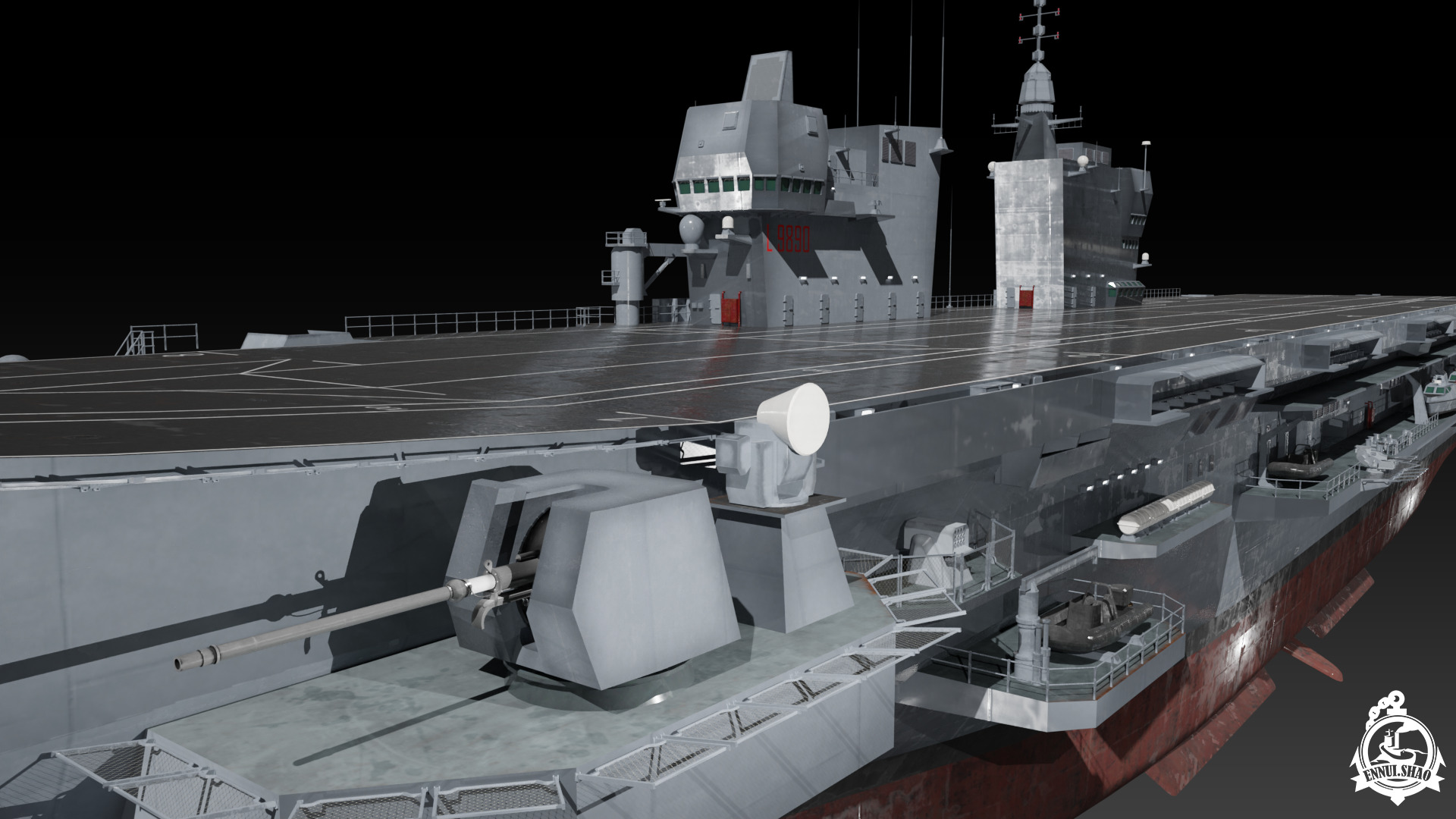 ITS Trieste aircraft carrier Low-poly 3D model_8